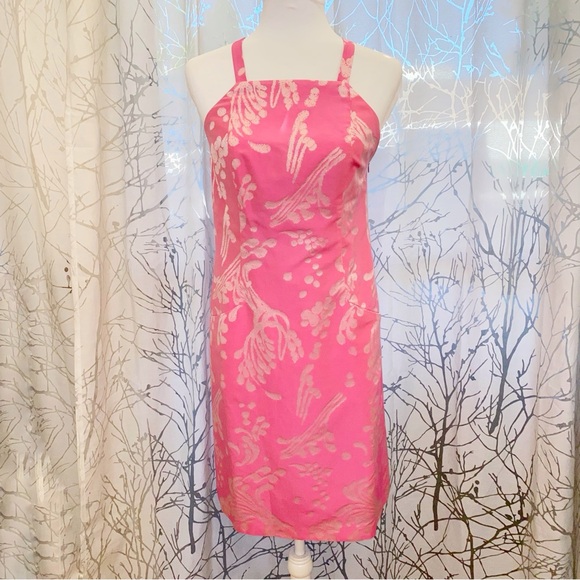 VINTAGE CHRISTIAN LACROIX pink silk cotton floral print sleeveless dress - Picture 2 of 13